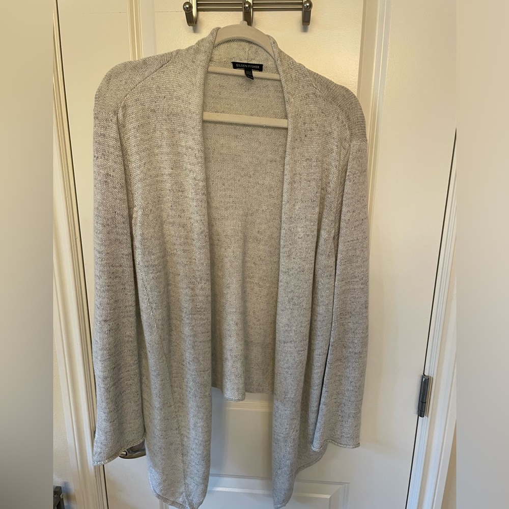 Eileen Fisher Open Front Linen Cardigan XL